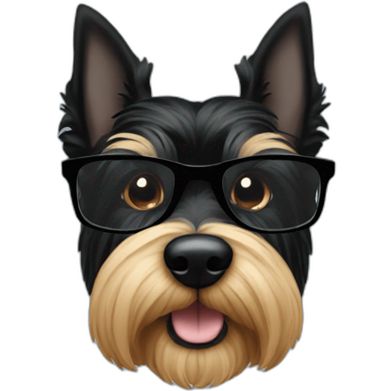 black Scottish terrier glasses black emoji