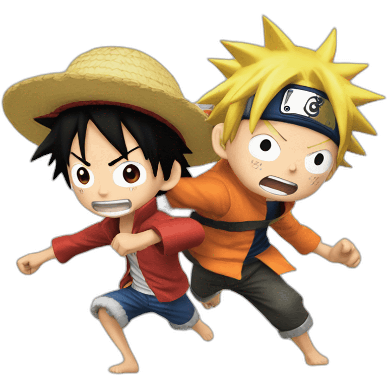 Luffy et Naruto qui se battent emoji