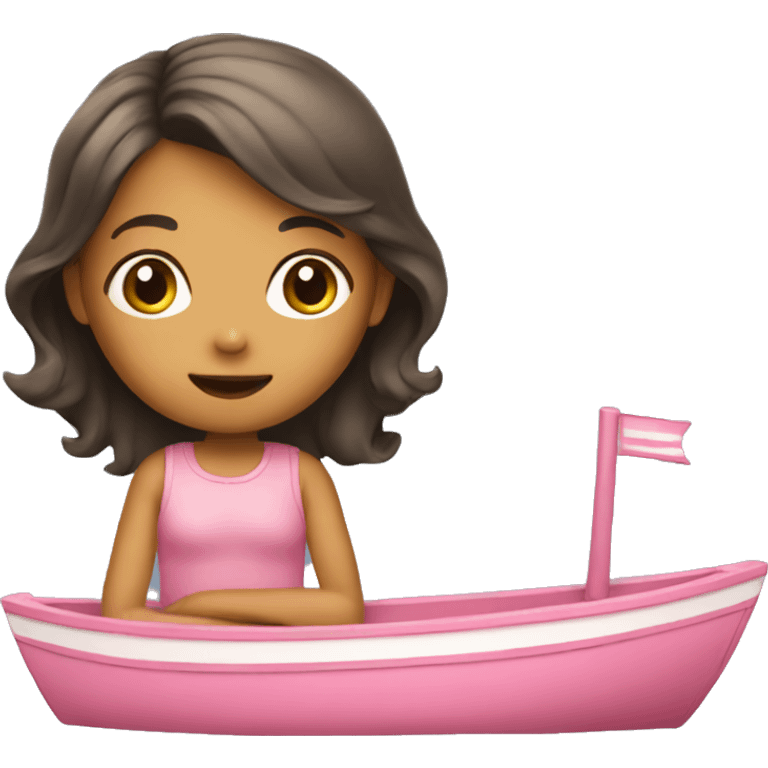 A girl with a cute pink boat emoji