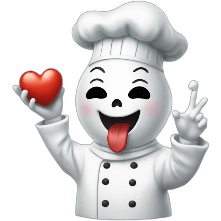 ghost chef blowing a kiss with a heart emoji