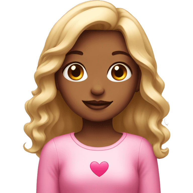 girl with pink love emoji