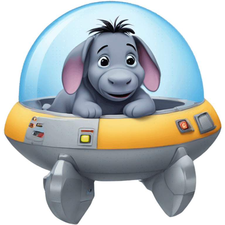 Baby eeyore on a spaceship emoji