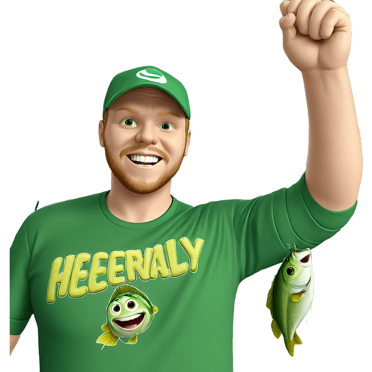 happy fisherman in green shirt emoji