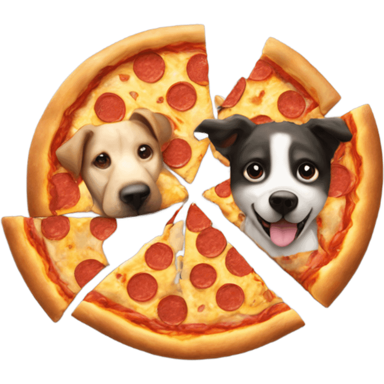 A cat and a dog sharing a pizza emoji