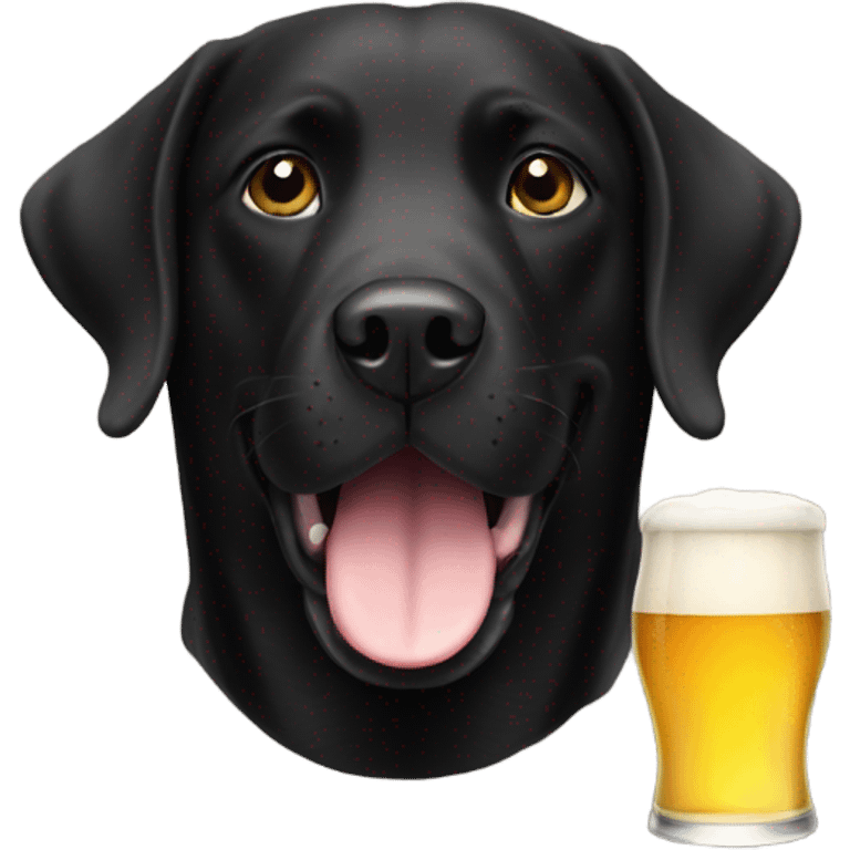 black labrador drinking beer emoji