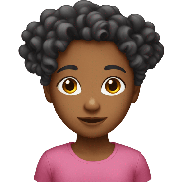 A girl with curly long hair and Dominican emoji