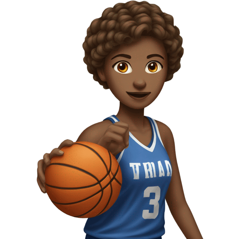 short hair brown hair with highlights girl playing basketball emoji