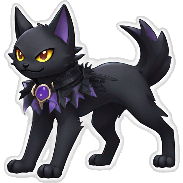 cool edgy evil beautiful pretty anthro godly legendary powerful colorful black shiny fantasy elegant nargacuga-bat-cat-Fakemon wearing a collar, techwear punk style, full body emoji