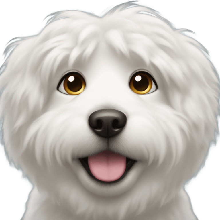 white fluffy dog meatball nose face with a halo over head emoji