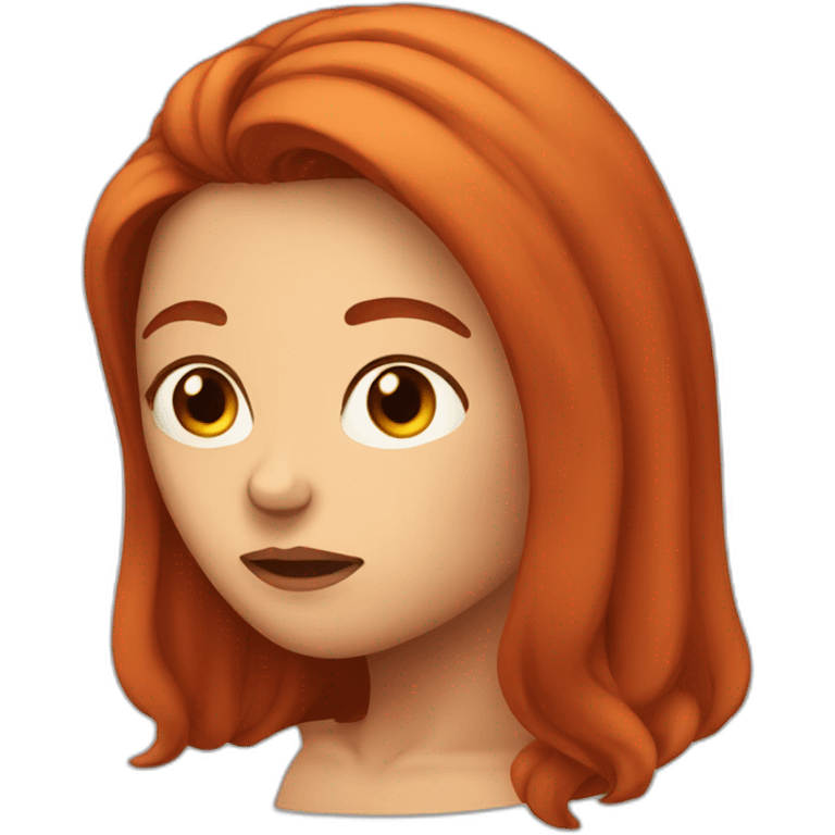 woman with long red hair frowning her eyes emoji