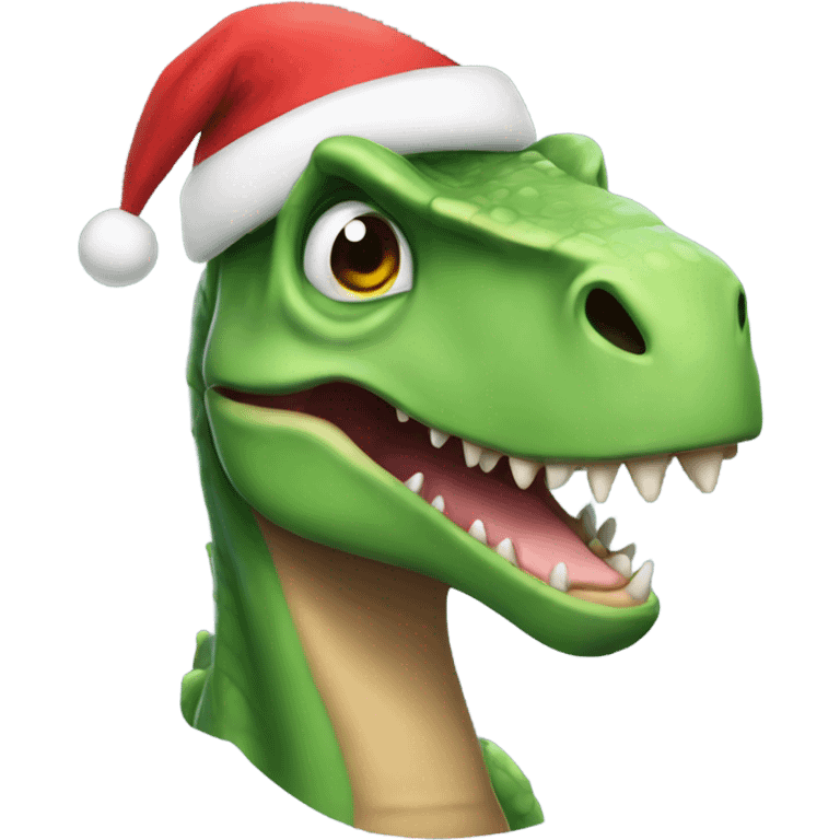 a dinosaur wearing a santa hat emoji