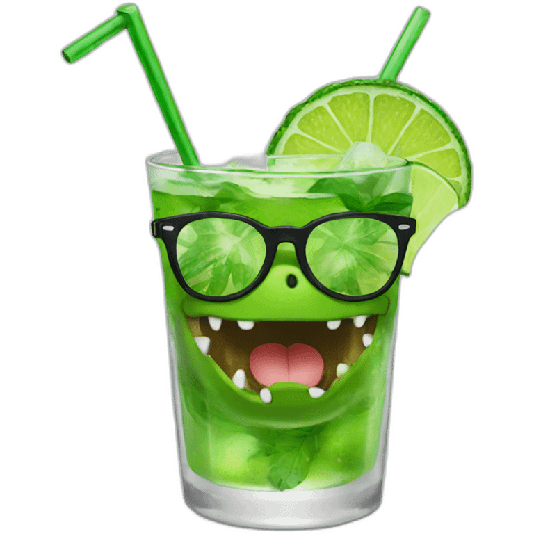 trex glasses drinking mojito emoji