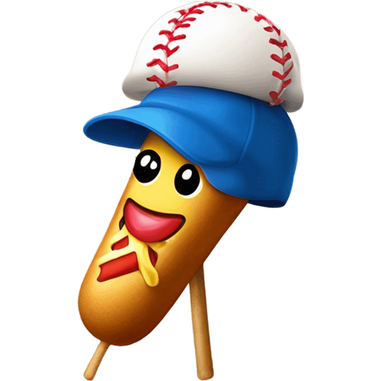 Corndog with baseball cap emoji