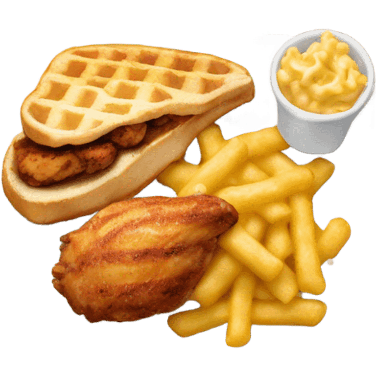 A Chick-fil-A meal with grilled chicken, mac & cheese, and waffle fries emoji