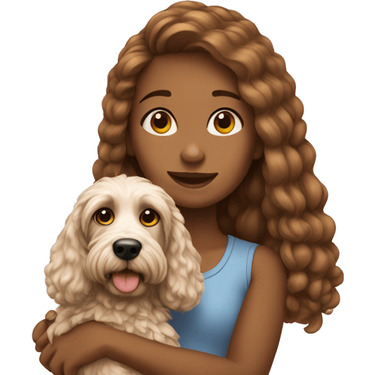 Girl with her cockapoo  emoji