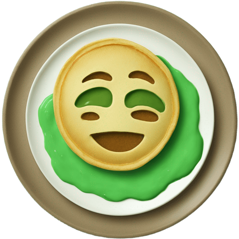 green pancakes on a plate with green sauce emoji