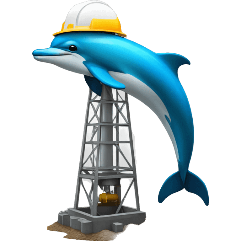 dolphin in hard hat drilling a well emoji