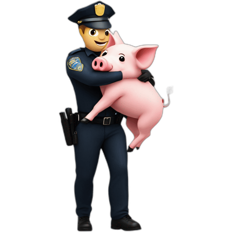 Pig piggyback atop police officer emoji