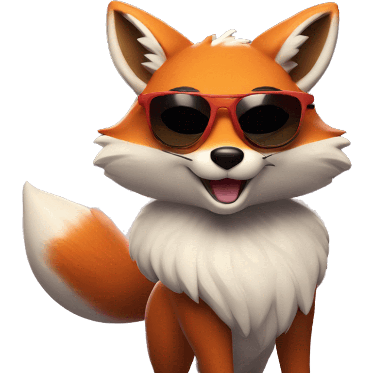 A sunglasses-wearing fox, smirking confidently with one eyebrow raised, gives a laid-back thumbs-up. Its sleek fur gleams, embodying effortless cool under a radiant, gleaming moon. emoji