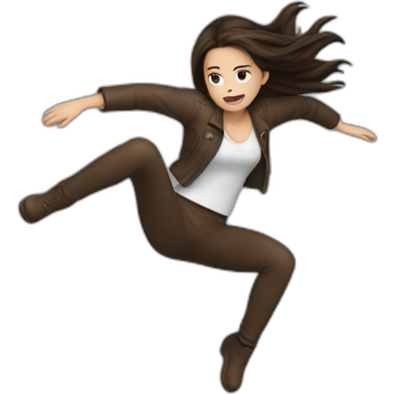 brunette falling emoji