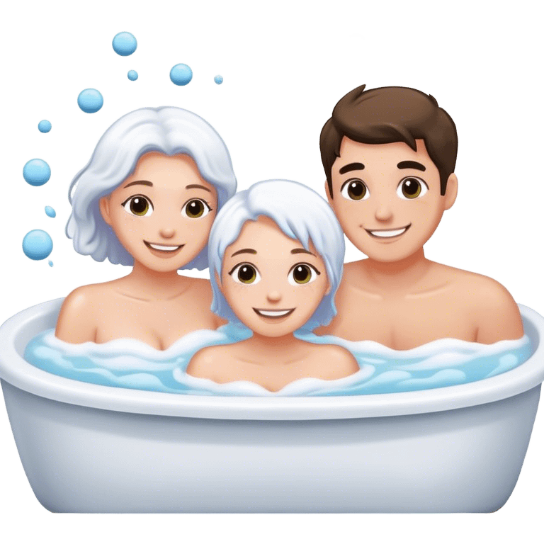 White Couple taking bath with bath bomb emoji