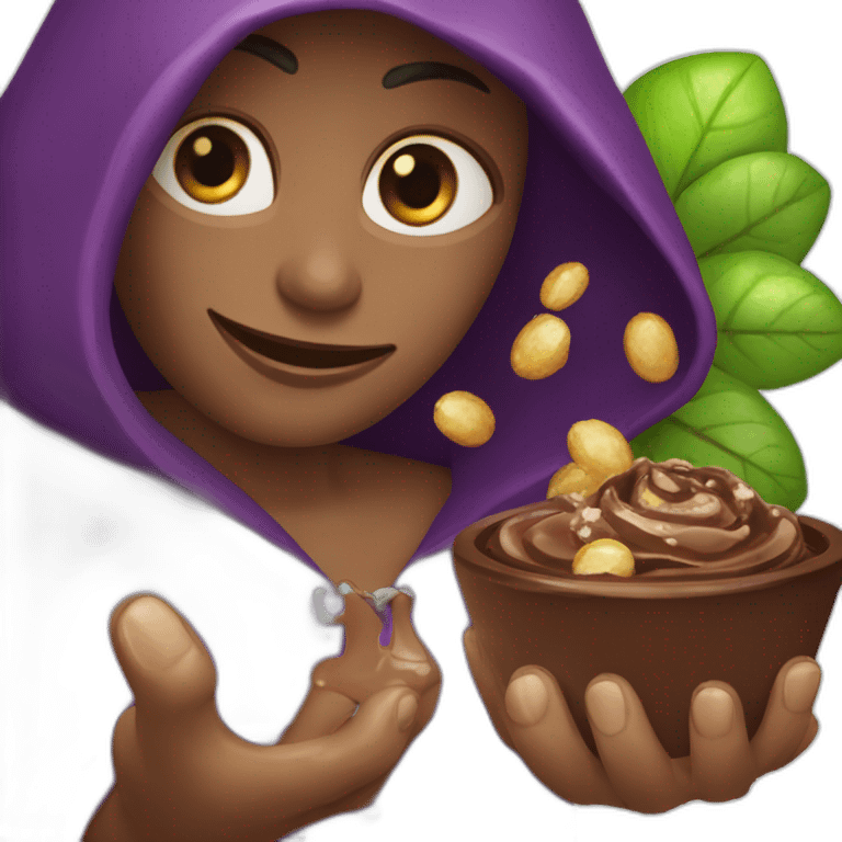 Une sorcière à paillette qui mange du chocolat emoji