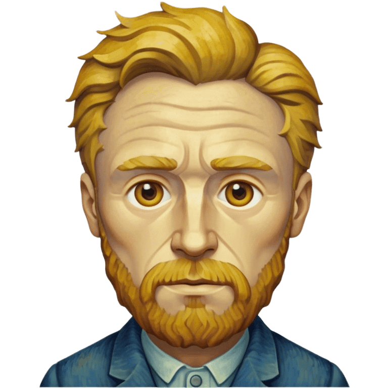 Cinematic Realistic Vincent van Gogh Portrait Emoji, depicted as the iconic artist with expressive brushstrokes and soulful eyes, rendered with rich textured detail and dynamic emotive lighting that captures his creative genius. emoji