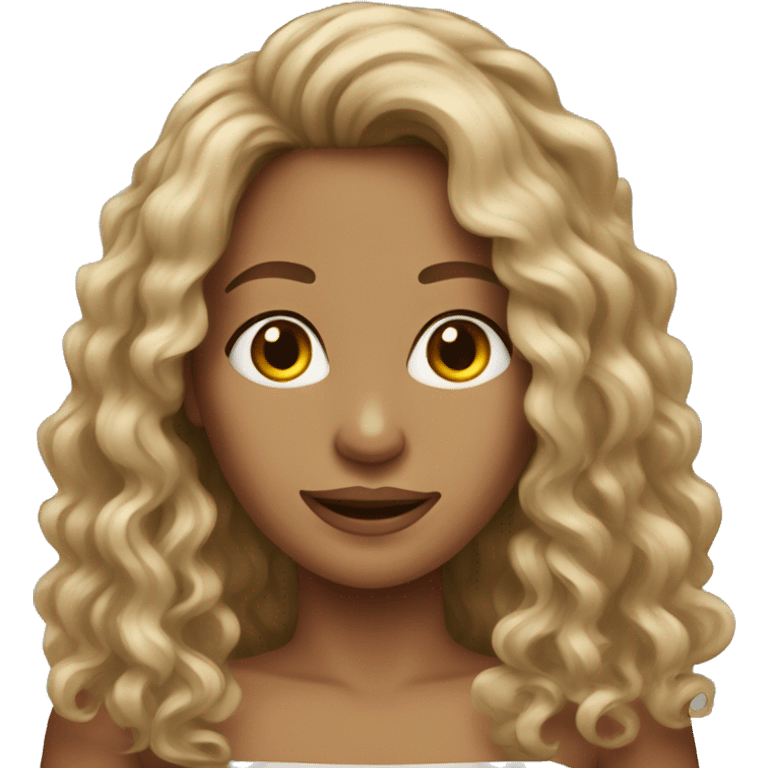 slightly tan woman very long brunette hair curly  emoji