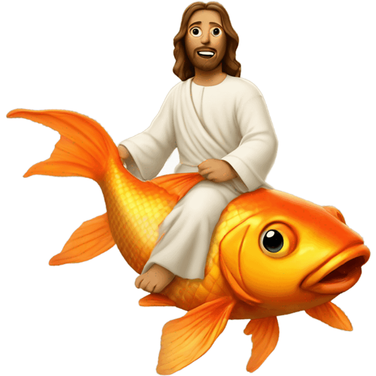 Jesus riding a goldfish emoji