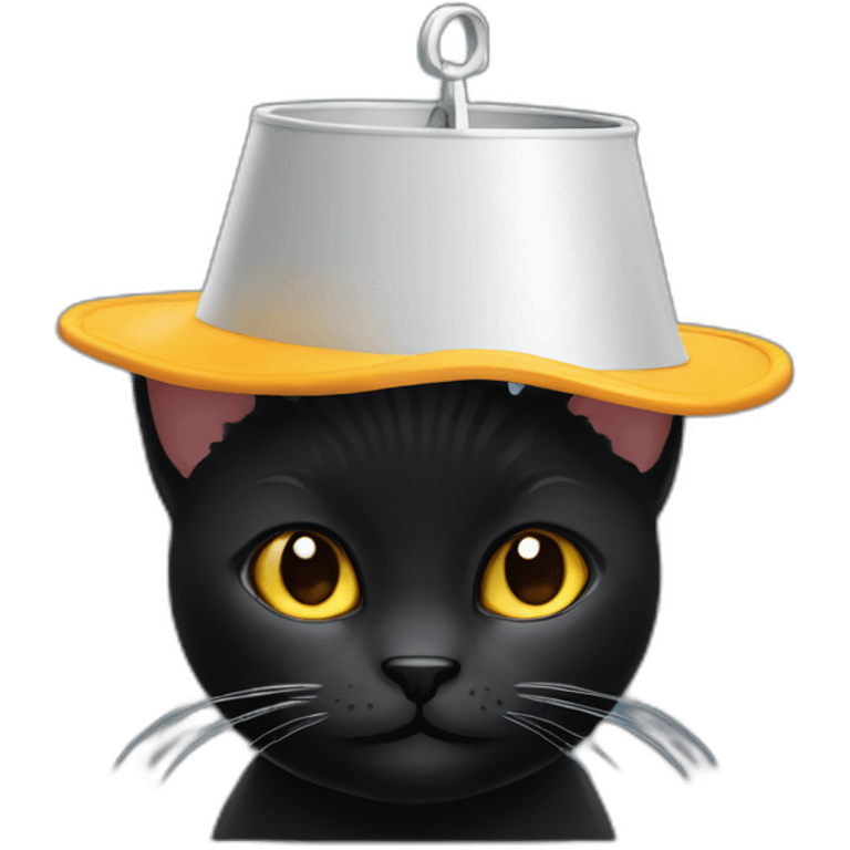 Black cat with a bucket on its head emoji