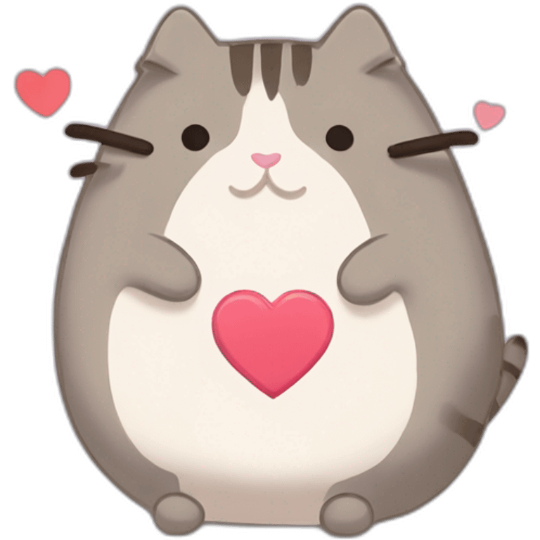 Pusheen holding heart emoji