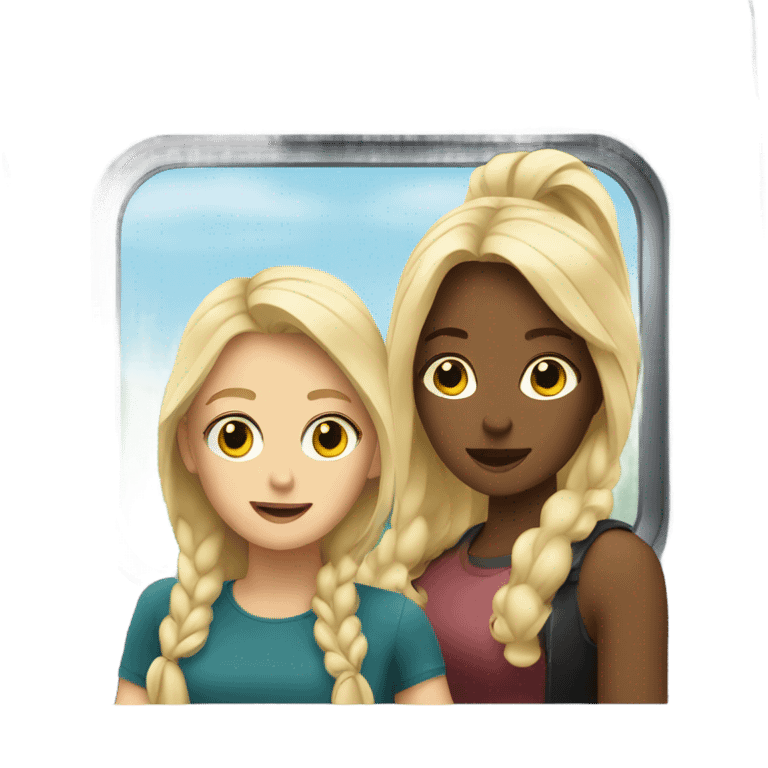 Two blonde girls on a train emoji