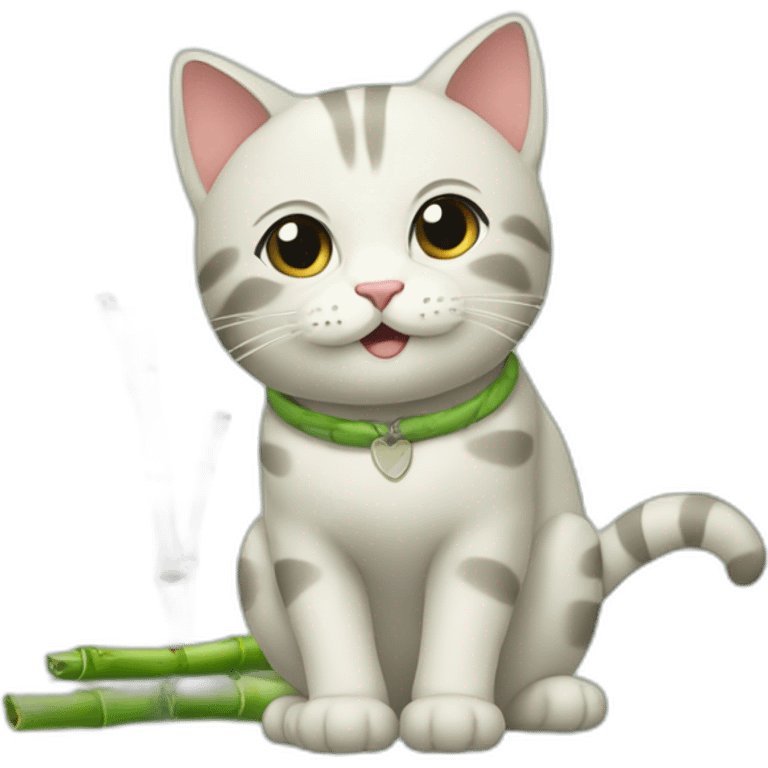 cat with bamboo emoji