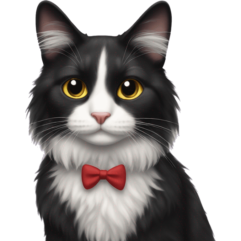 long hair tuxedo cat emoji