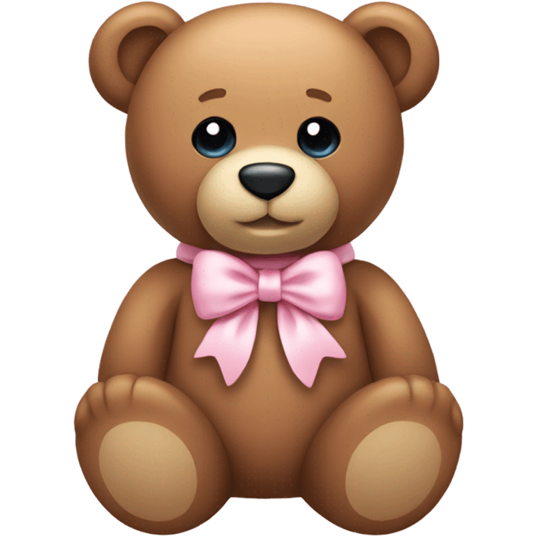 Teddy bear with light pink bow around neck emoji