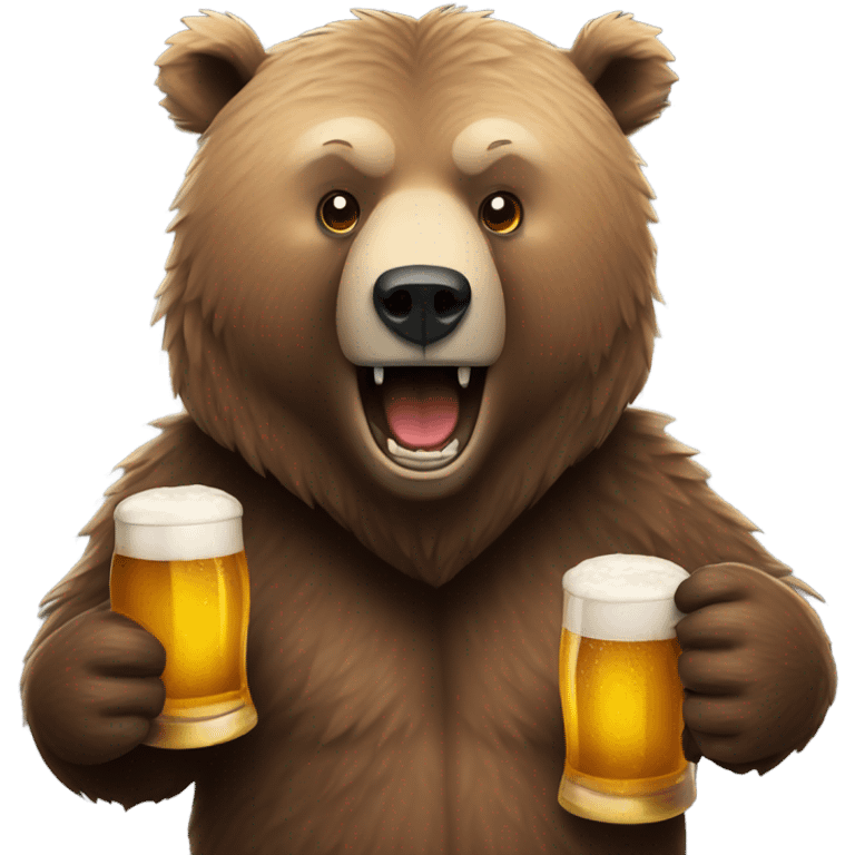 Grizzly with  beer emoji