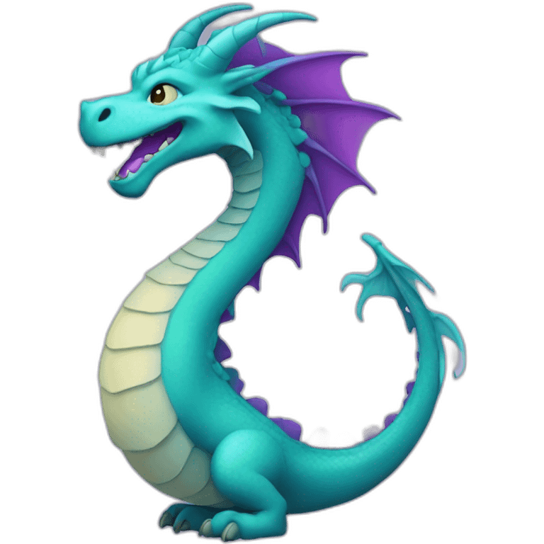 cyan dragon with purple hair emoji