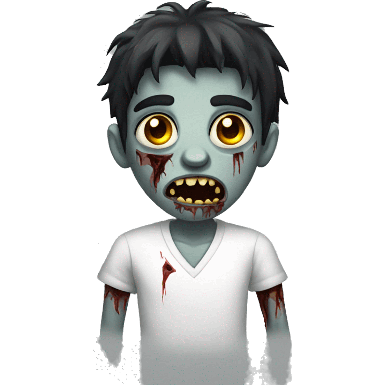 teen boy zombie with dark hair and white shirt emoji