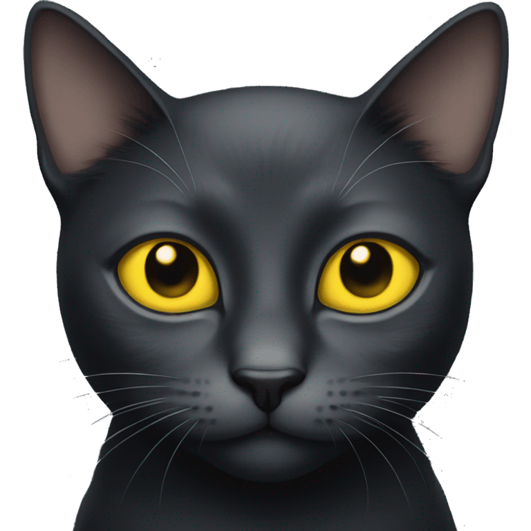 Black cat with yellow eyes and a grey band  emoji