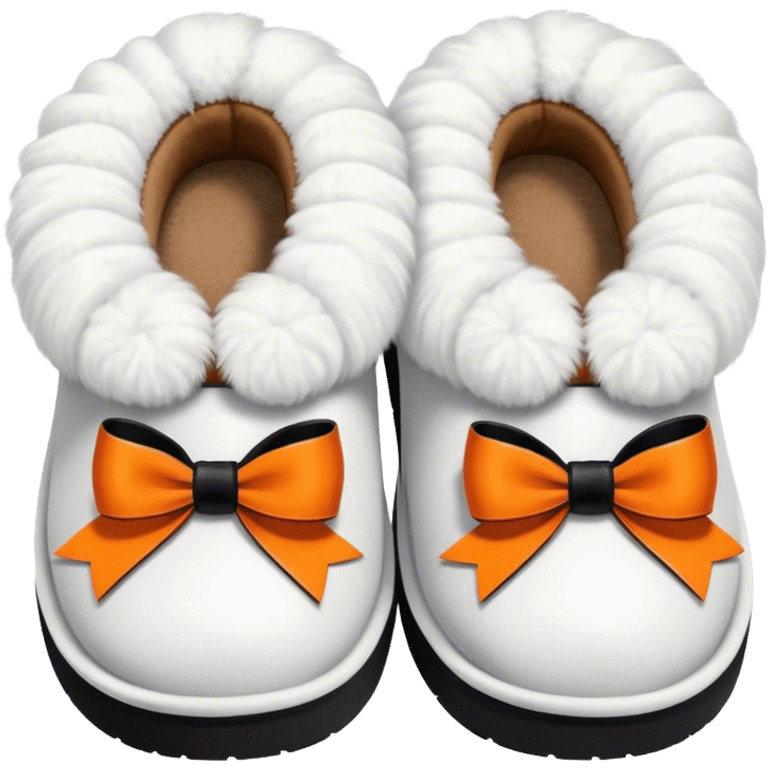 Uggs slippers with orange, white and black bows emoji