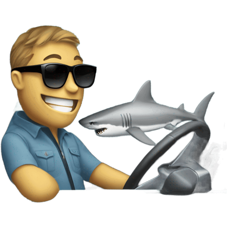 Shark driving emoji