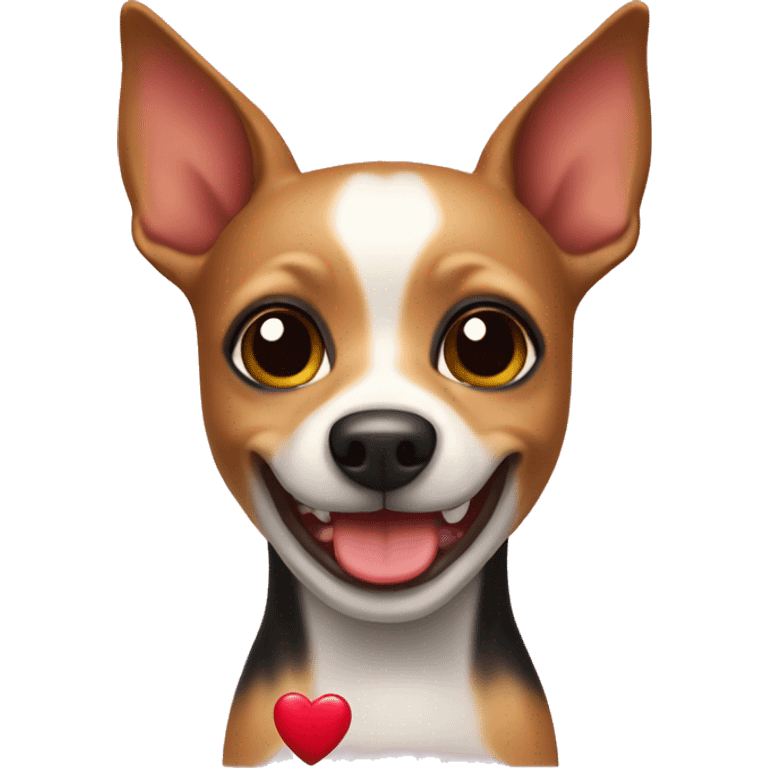 Toy terrier with heart in baw emoji