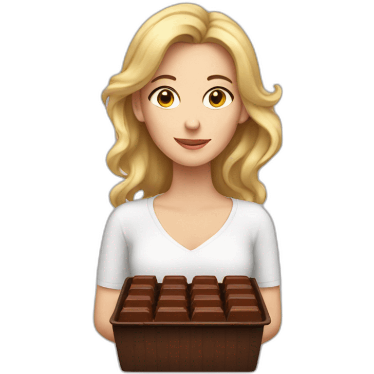 white women thinking about chocolate emoji