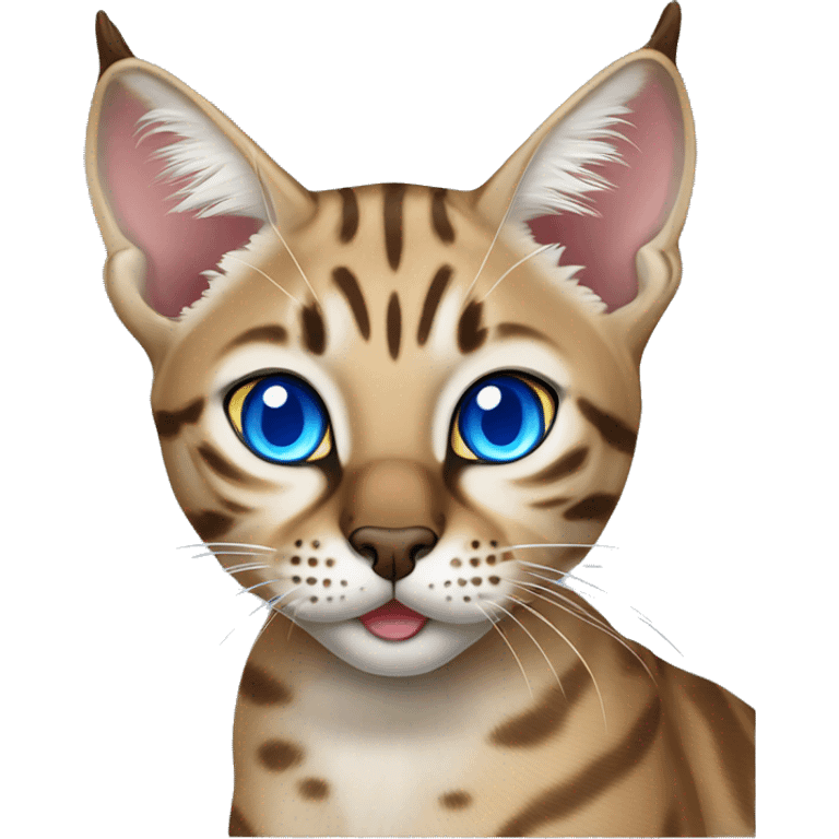 Lynx Bengal cat with Blue eyes standing emoji