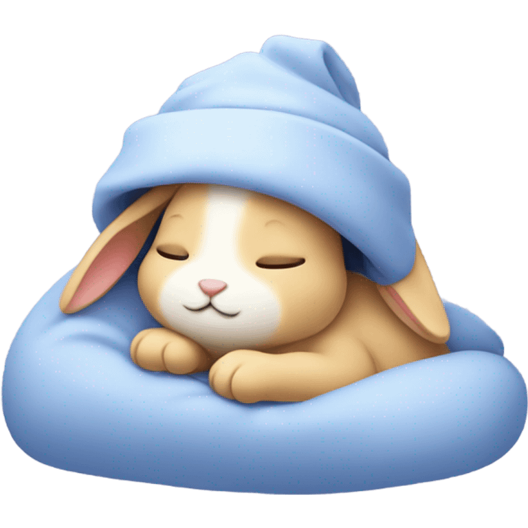 Sleeping bunny with sleeping cap and stars emoji