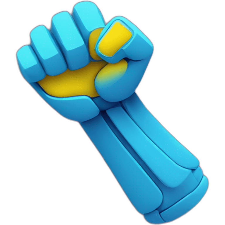 Generate an Flexed Biceps icon in the style of "artificial intelligence" using neon shades of blue, yellow and purple. it should be simple and minimalistic enough to remove the background. emoji