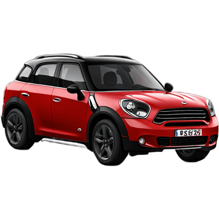 Red mini countryman S with a black top and black wheels emoji