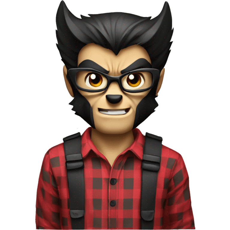 wolverine in a checkered red and black shirt emoji