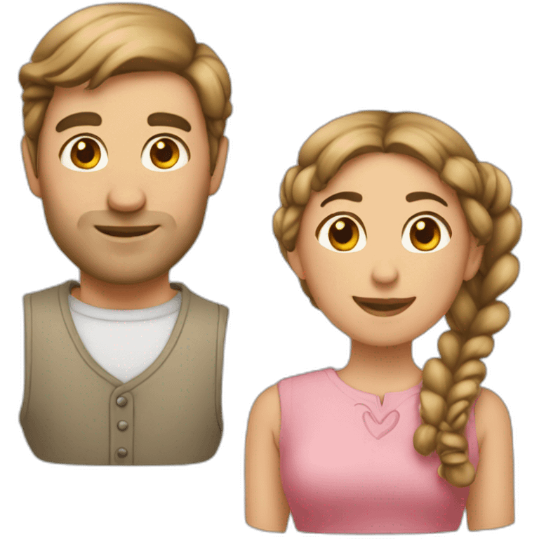 Man loves woman with pigtails emoji