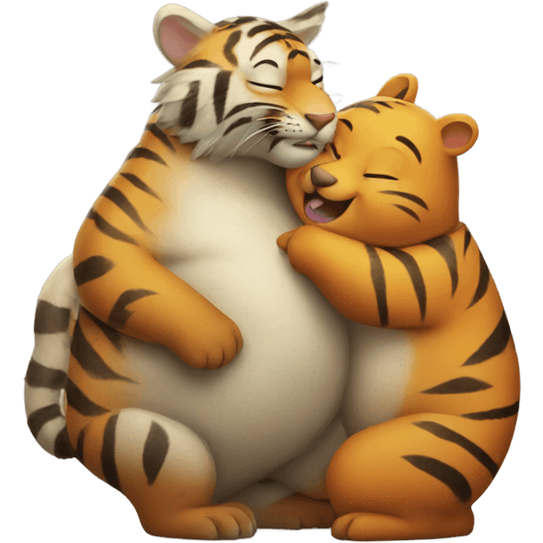 Tiger hugging wombat emoji